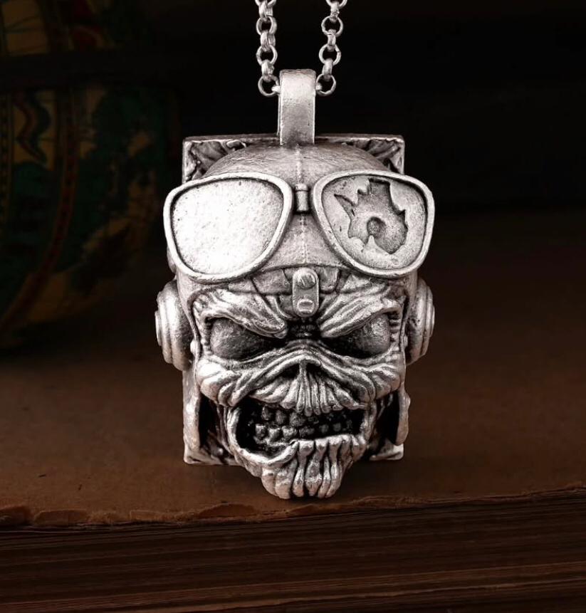 Iron Maiden "Aces High" Silver Hand-Carved Pendant Necklace – Soar with the Beast