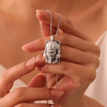 Iron Maiden "Powerslave" Silver Hand-Carved Pendant Necklace – Embrace the Power of the Pharaoh