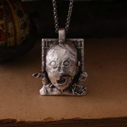 Terrifier 3 Iron Clad Demon Silver Pendant – Hand-Carved, Handcrafted Tribute to the Dark Horror Icon