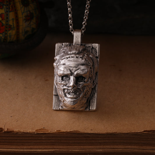 Texas Chainsaw Massacre Leatherface Silver Pendant – Hand-Carved, Handcrafted Tribute to the Iconic Horror Villain