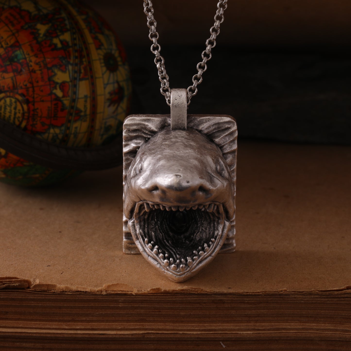 JAWS Silver Pendant – Hand-Carved, Handcrafted Tribute to the Ultimate Predator