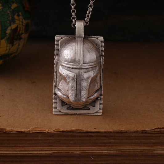 The Mandalorian Silver Pendant – Hand-Carved, Handcrafted Star Wars Tribute Jewelry