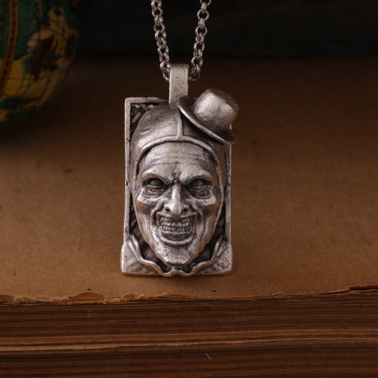 Terrifier Art the Clown Silver Hand-Carved Pendant – A Dark Tribute to the Iconic Horror Villain