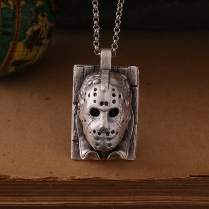 Jason Voorhees Friday the 13th Silver Hand-Carved Pendant Necklace – The Legend of Camp Crystal Lake