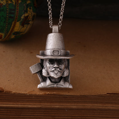 Thanksgiving John Carver Silver Hand-Carved Pendant – A Timeless Tribute to the Spirit of Gratitude