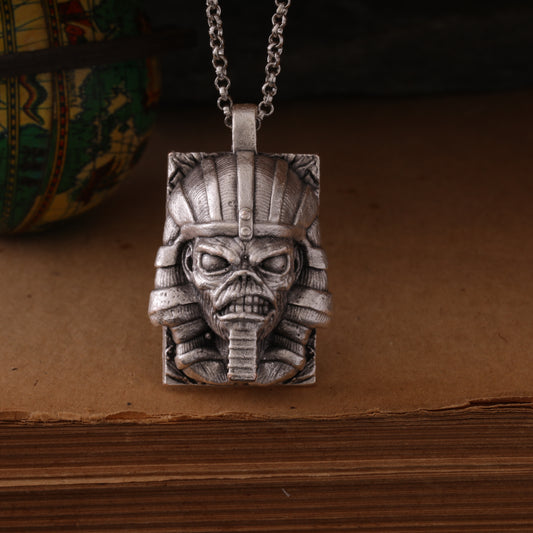 Iron Maiden "Powerslave" Silver Hand-Carved Pendant Necklace – Embrace the Power of the Pharaoh