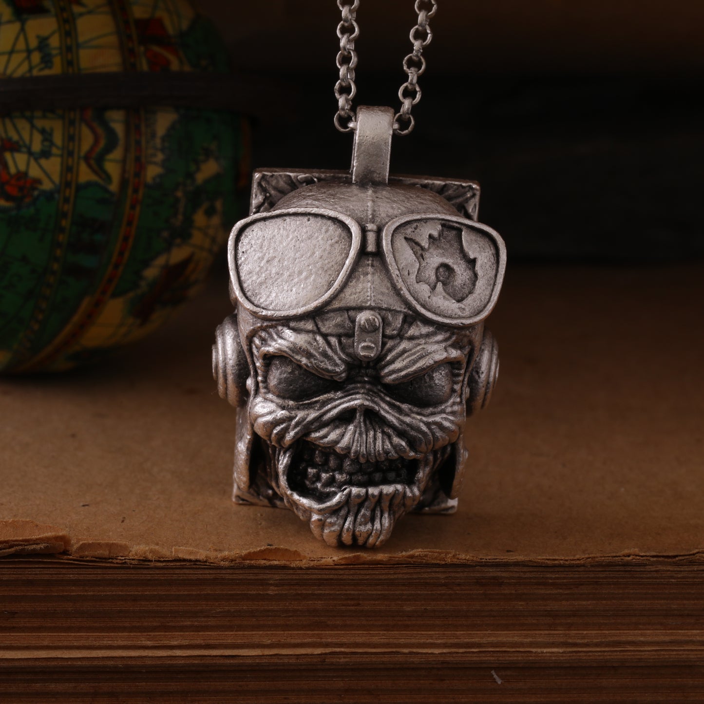 Iron Maiden "Aces High" Silver Hand-Carved Pendant Necklace – Soar with the Beast