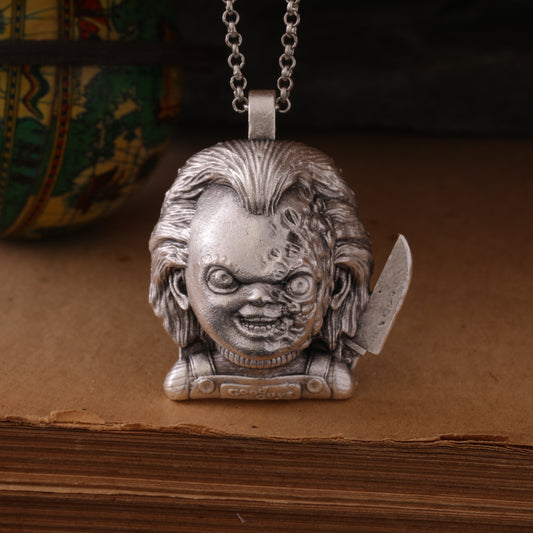 Chucky Child's Play Silver Pendant – Hand-Carved, Handcrafted Tribute to the Infamous Killer Doll