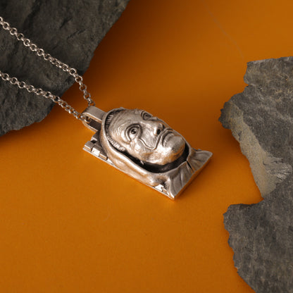 La Casa de Papel Money Heist Silver Hand-Carved Pendant – A Tribute to the Iconic Mask of Rebellion