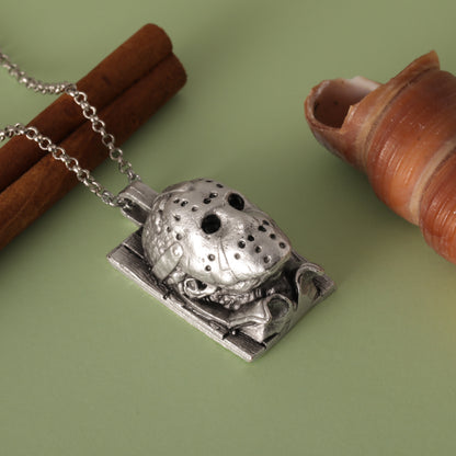 Jason Voorhees Friday the 13th Silver Hand-Carved Pendant Necklace – The Legend of Camp Crystal Lake