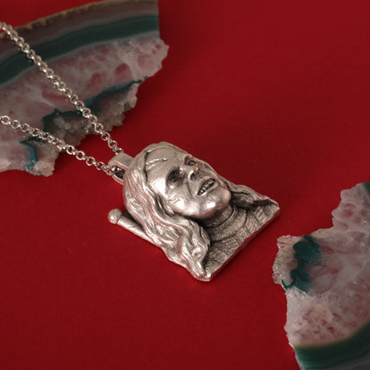 Terrifier 3 Victoria Hayes Silver Pendant – Hand-Carved, Handcrafted Tribute to the Horror Icon