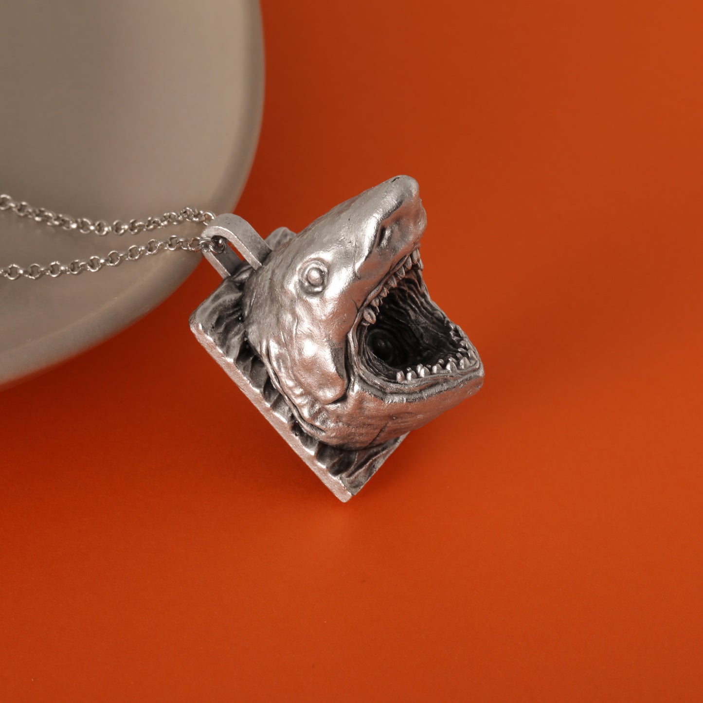 JAWS Silver Pendant – Hand-Carved, Handcrafted Tribute to the Ultimate Predator