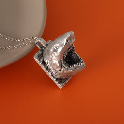 JAWS Silver Pendant – Hand-Carved, Handcrafted Tribute to the Ultimate Predator