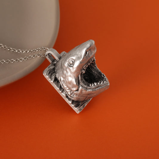 JAWS Silver Pendant – Hand-Carved, Handcrafted Tribute to the Ultimate Predator