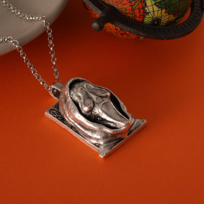 Scream Ghost Silver Hand-Carved Pendant Necklace – The Mask of Terror